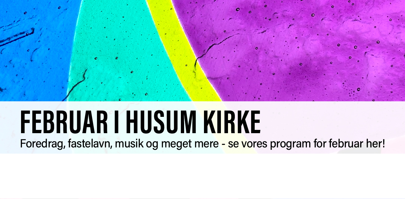 Billede af kirkens mosaik, med link til Husum Kirkes januarprogram og kalender