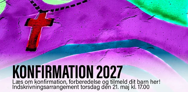 Billede med link til information og tilmelding til konfirmation 2026/27