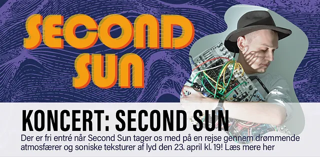 Koncert i Husum Kirke med Second Sun torsdag den 23. april 2026 klokken 19.00, fri entré, ambient elektronisk minimalistisk