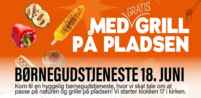 Billede med link til børnegudstjeneste den 18. juni klokken 17