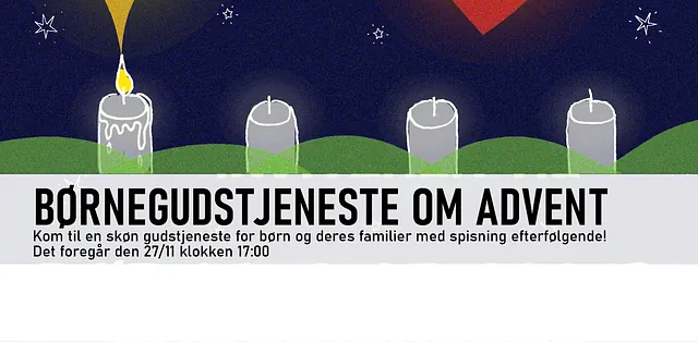 Billede af adventslys med link til informationer om børnegudstjenesten den 27. november med spisning